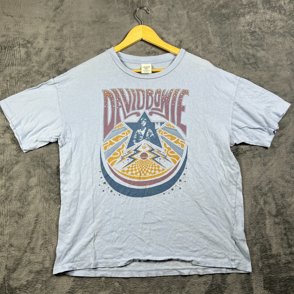 American Eagle Outfitters Tee Shirt Womens Medium Blue David Bowie Band Graphic